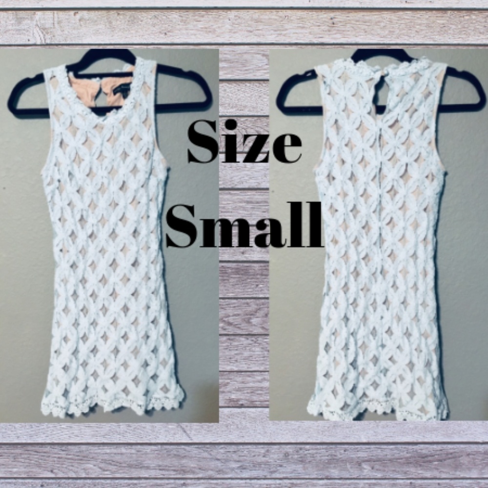 Baby Blue & Beige Lace Dress Size Small